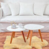 Set de 2 Mesas Bajas Gota Tapa Laca Patas Madera