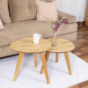 Set de 2 Mesas Bajas Gota Tapa Madera Patas Madera